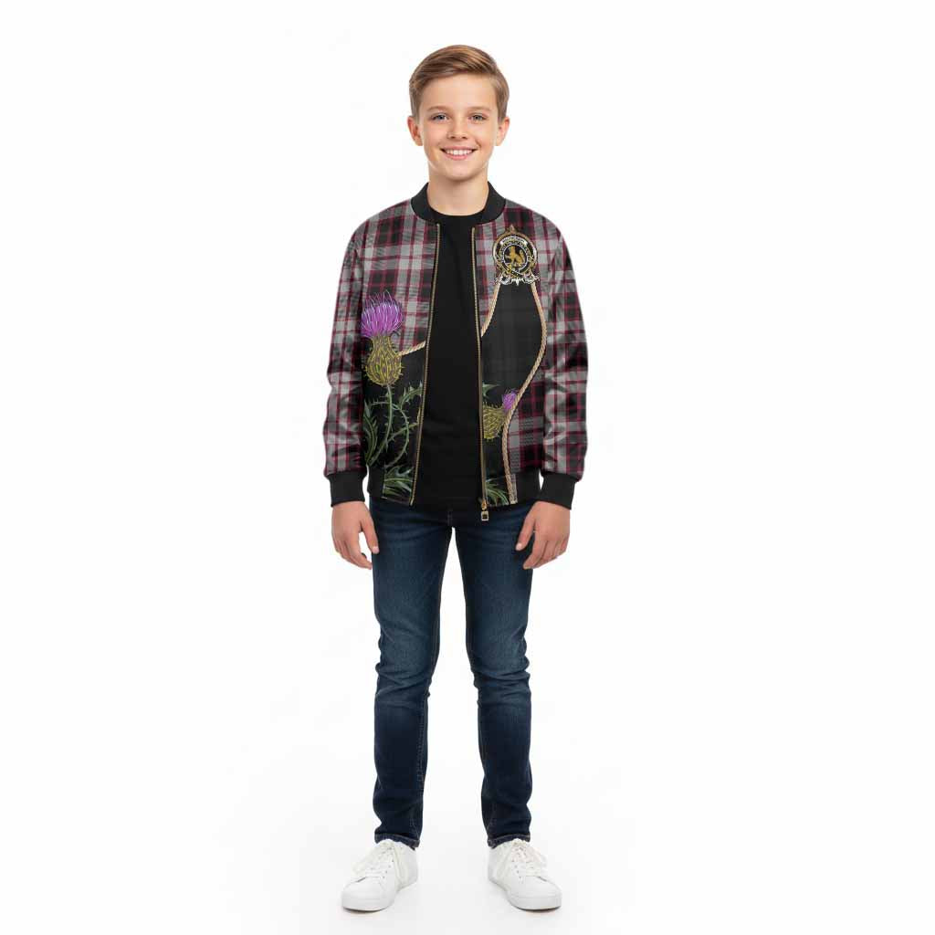 MacPherson (McPherson) Tartan Crest Kid Bomber Jacket Scottish Thistle Spirit - Tartan Vibes Clothing