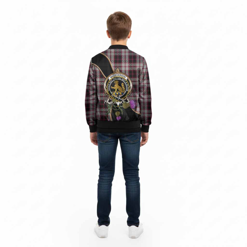 MacPherson (McPherson) Tartan Crest Kid Bomber Jacket Scottish Thistle Spirit - Tartan Vibes Clothing
