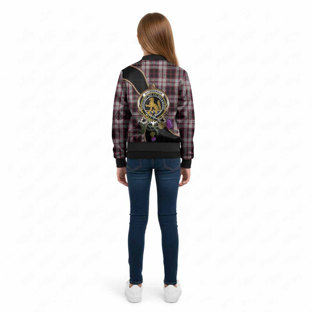 MacPherson (McPherson) Tartan Crest Kid Bomber Jacket Scottish Thistle Spirit - Tartan Vibes Clothing