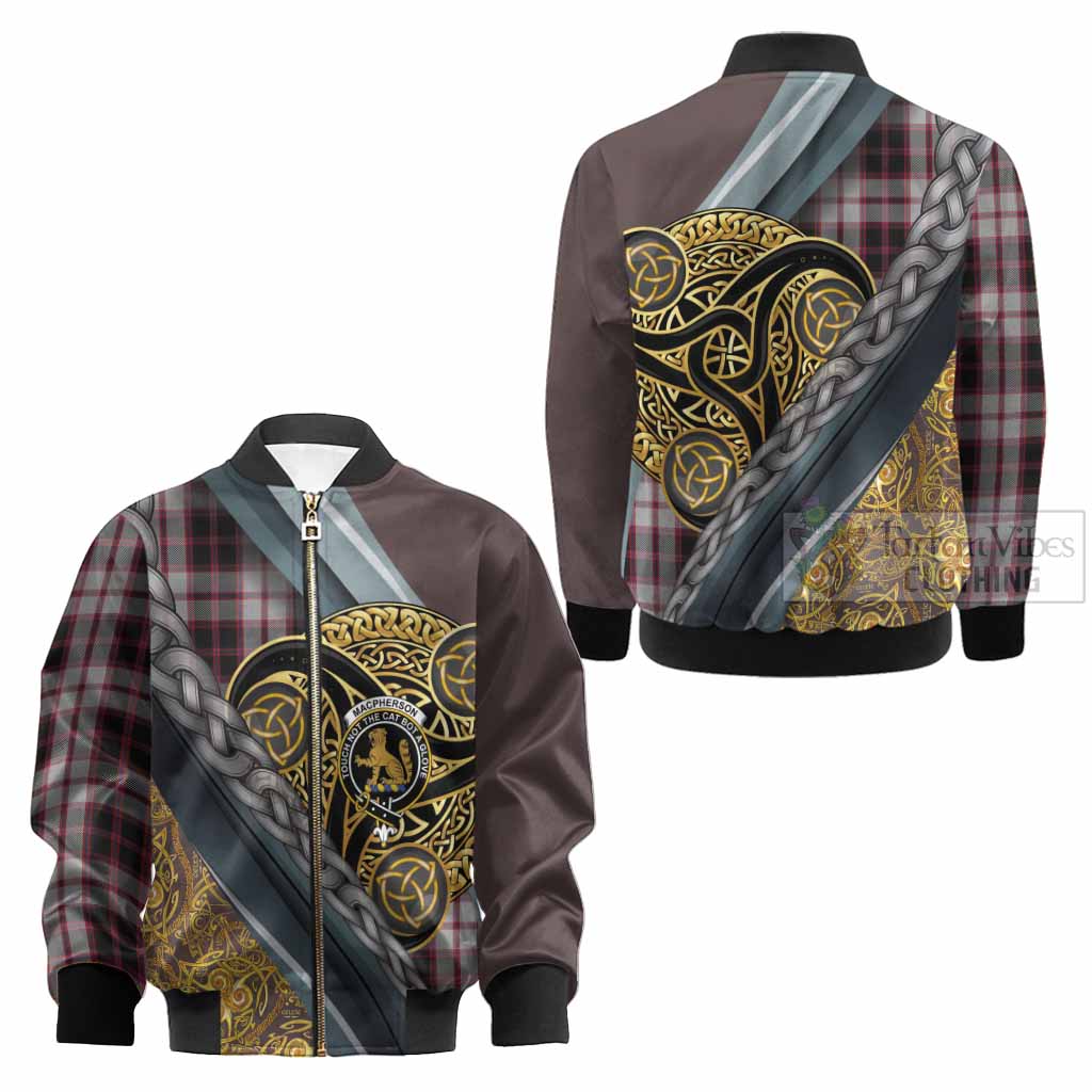MacPherson (McPherson) Tartan Crest Kid Bomber Jacket Scottish Triskele Celtic - Tartan Vibes Clothing