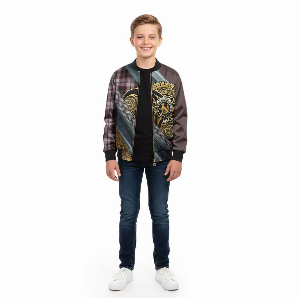 MacPherson (McPherson) Tartan Crest Kid Bomber Jacket Scottish Triskele Celtic - Tartan Vibes Clothing