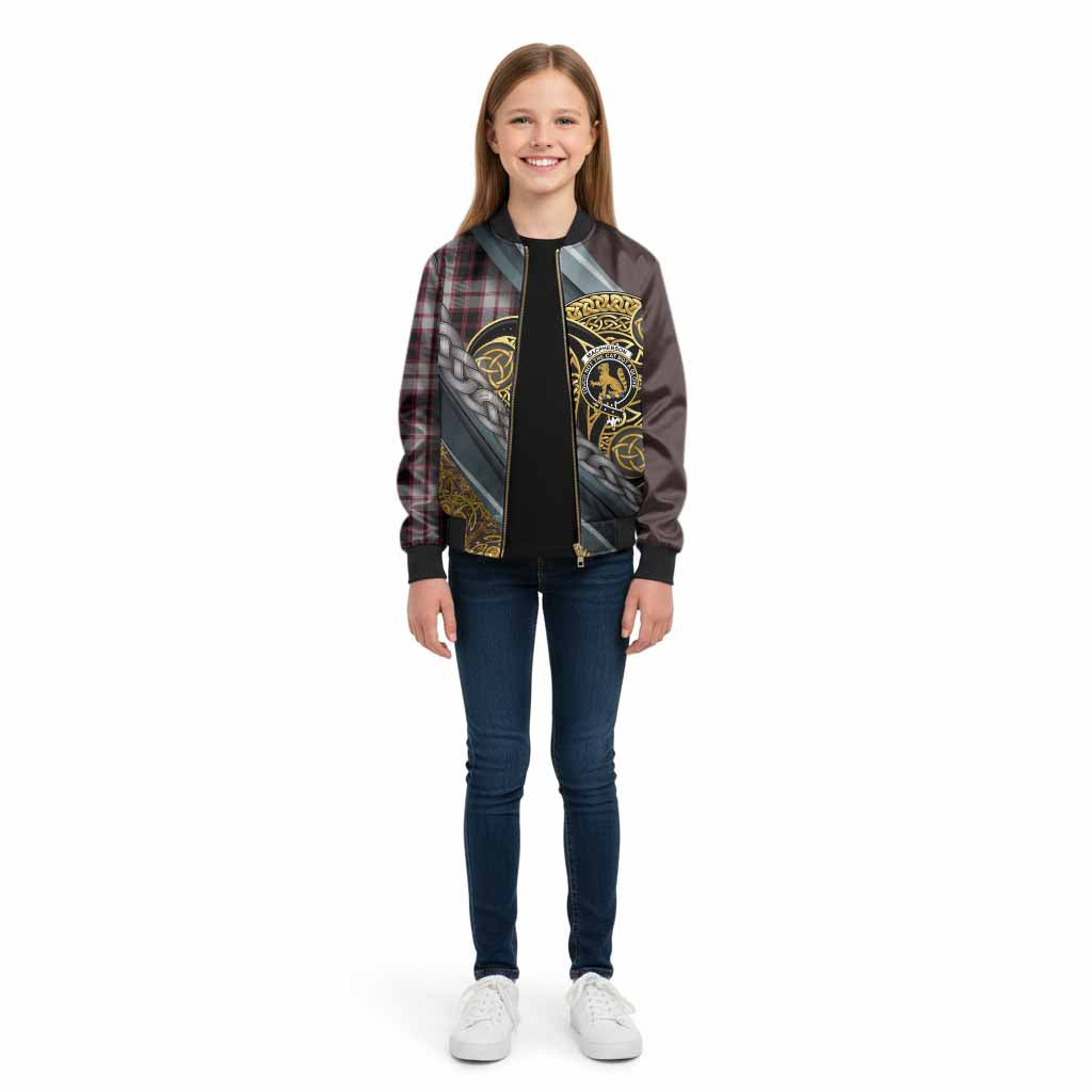 MacPherson (McPherson) Tartan Crest Kid Bomber Jacket Scottish Triskele Celtic - Tartan Vibes Clothing