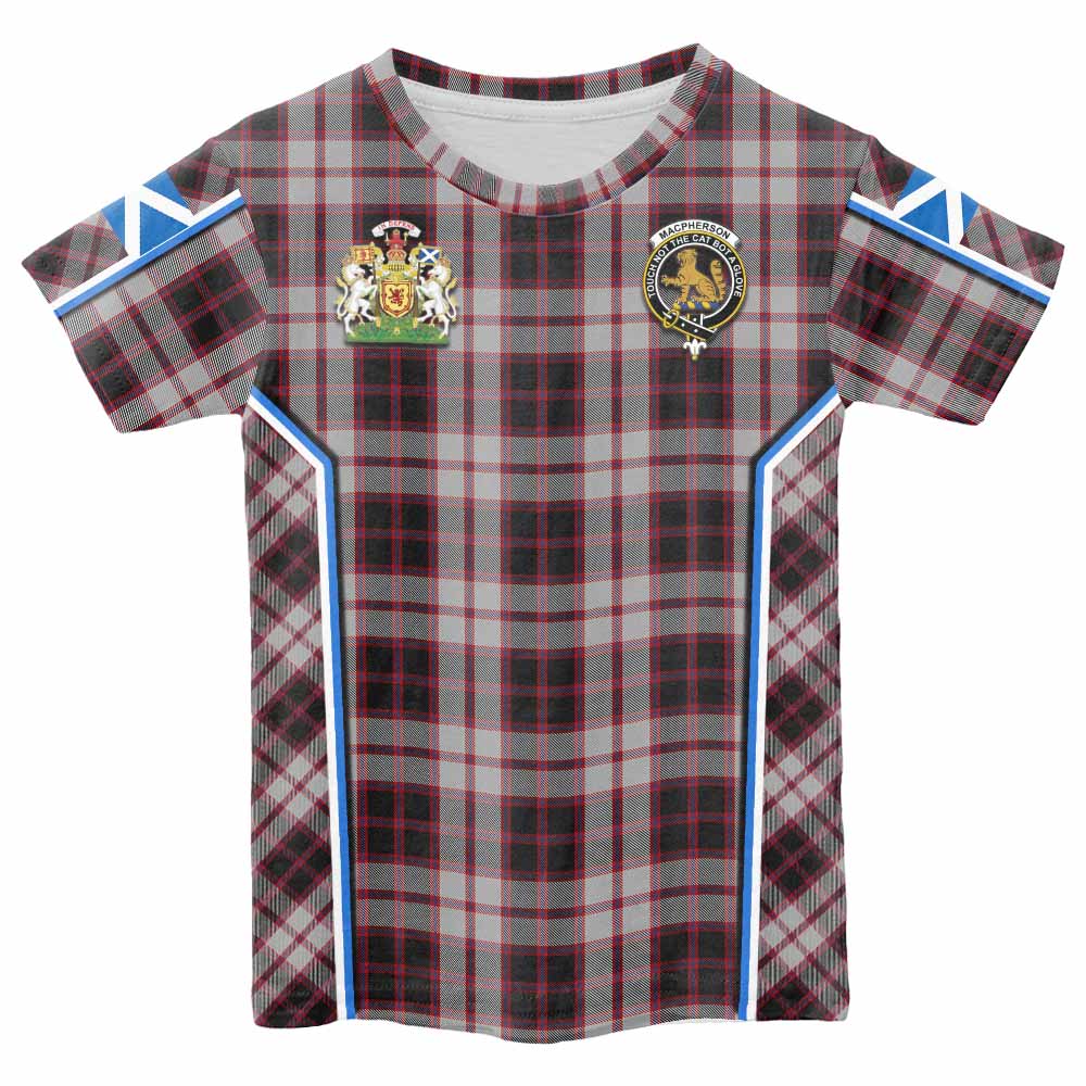 MacPherson (McPherson) Tartan Crest Kid T-shirt Scotland Coat of Arm Flag Style - Tartan Vibes Clothing