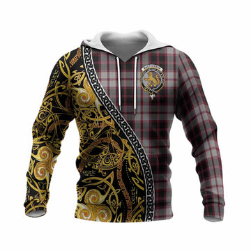 MacPherson (McPherson) Tartan Crest Knitted Hoodie Celtic Knot and Triple Trickle Spiral Symbols