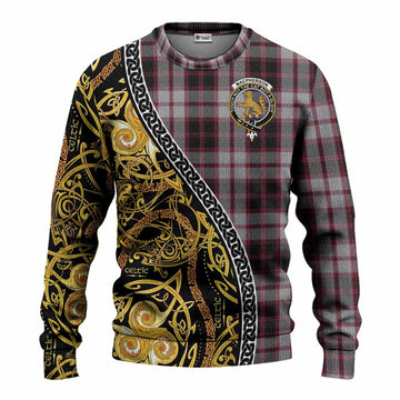 MacPherson (McPherson) Tartan Crest Knitted Sweater Celtic Knot and Triple Trickle Spiral Symbols
