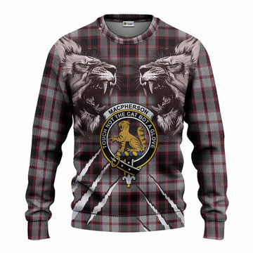 MacPherson (McPherson) Tartan Crest Knitted Sweater Ferocious Lion Style
