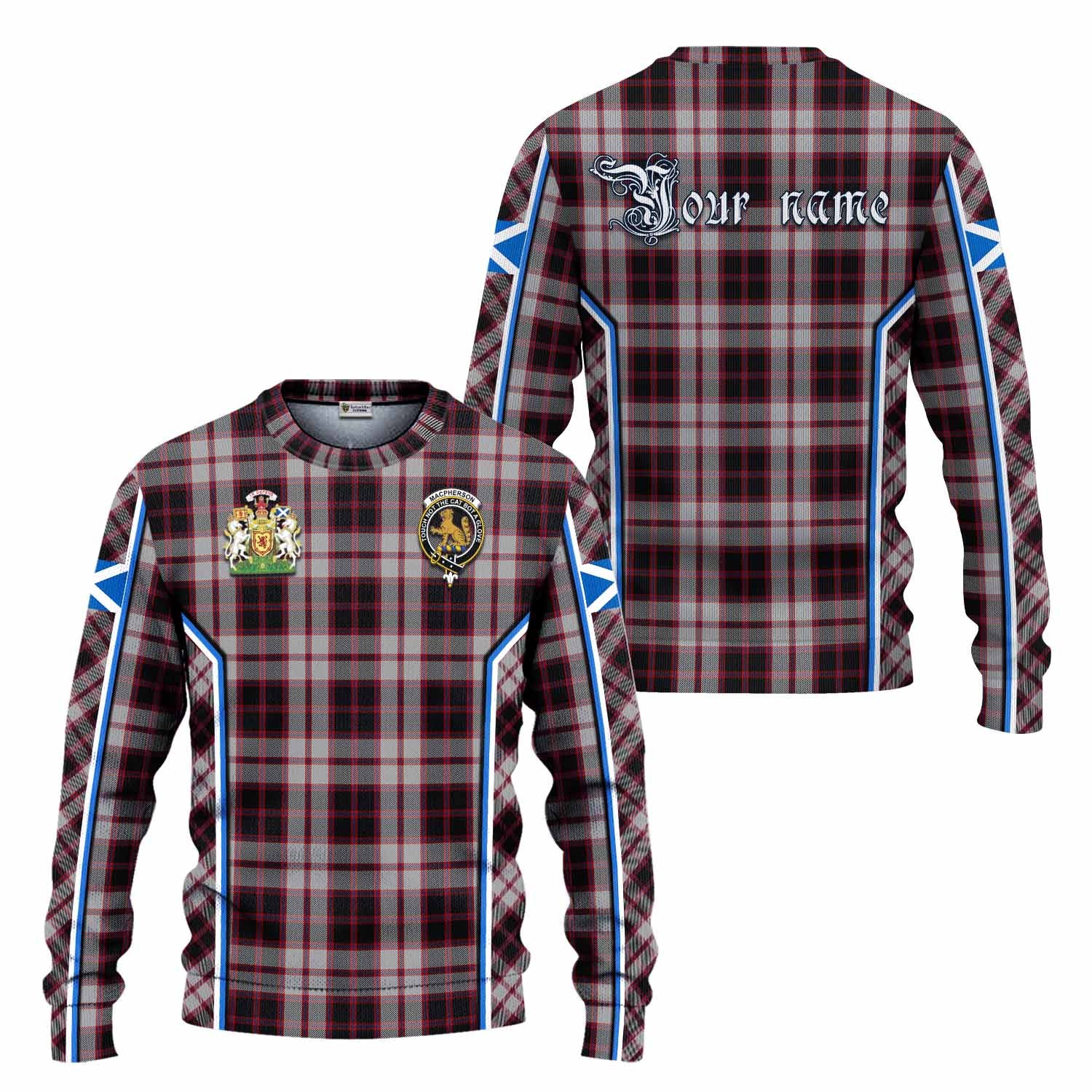 MacPherson (McPherson) Tartan Crest Knitted Sweater Scotland Coat of Arm Flag Style - Tartan Vibes Clothing