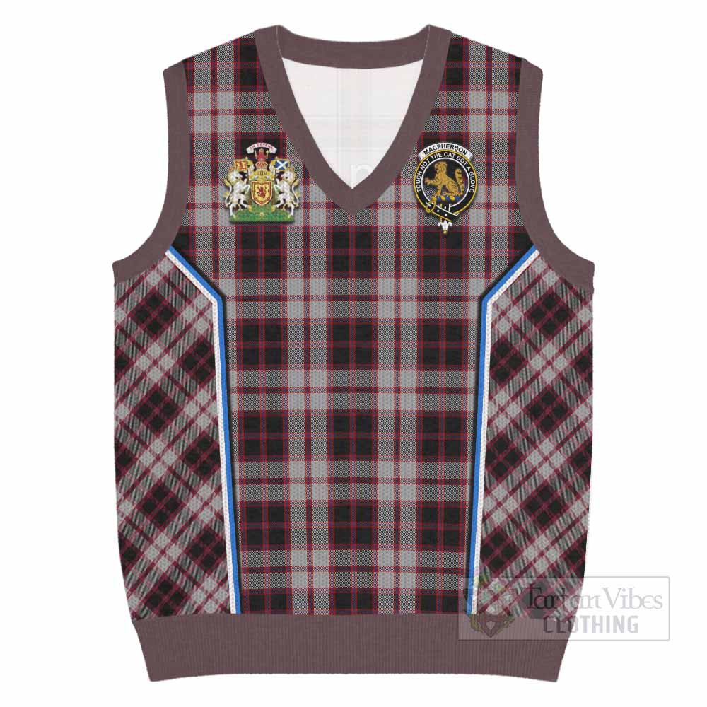 MacPherson (McPherson) Tartan Crest Knitted V-Neck Vest Scotland Coat of Arm Flag Style - Tartan Vibes Clothing