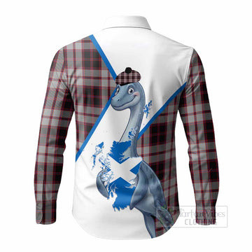MacPherson (McPherson) Tartan Crest Loch Ness Monster Long Sleeve Button Shirts Nessie Scottish Map Tha Gradh Agam Air Alba