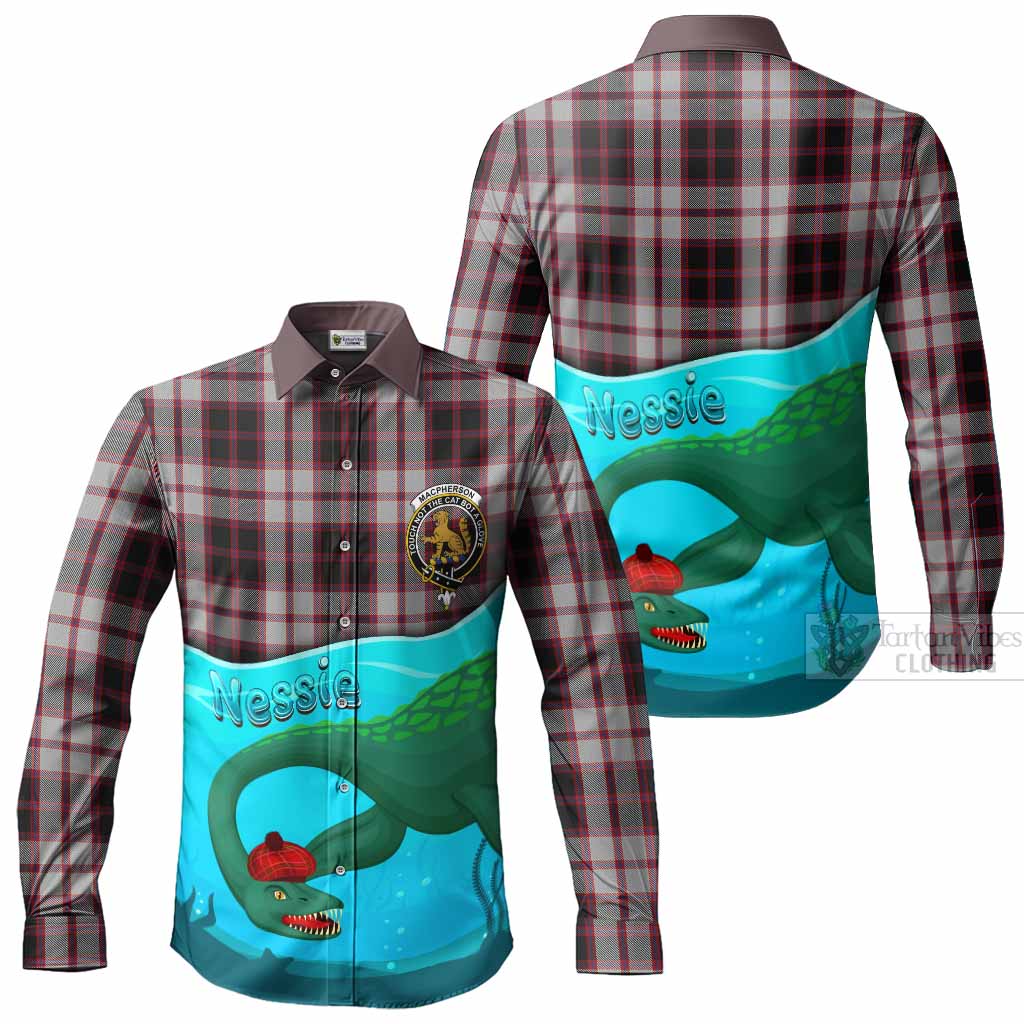 MacPherson (McPherson) Tartan Crest Long Sleeve Button Shirts Nessie Under Water Men's Shirt - Tartan Vibes Clothing
