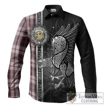 MacPherson (McPherson) Tartan Crest Long Sleeve Button Shirts Norse Mythology Viking Odin Crow Tattoo