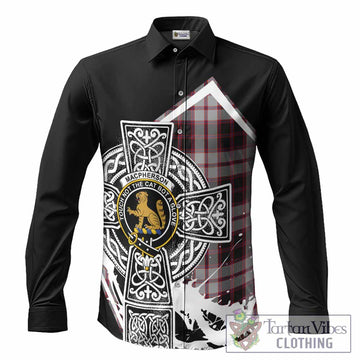 MacPherson (McPherson) Tartan Crest Long Sleeve Button Shirts Scottish Celtic Cross Heritage
