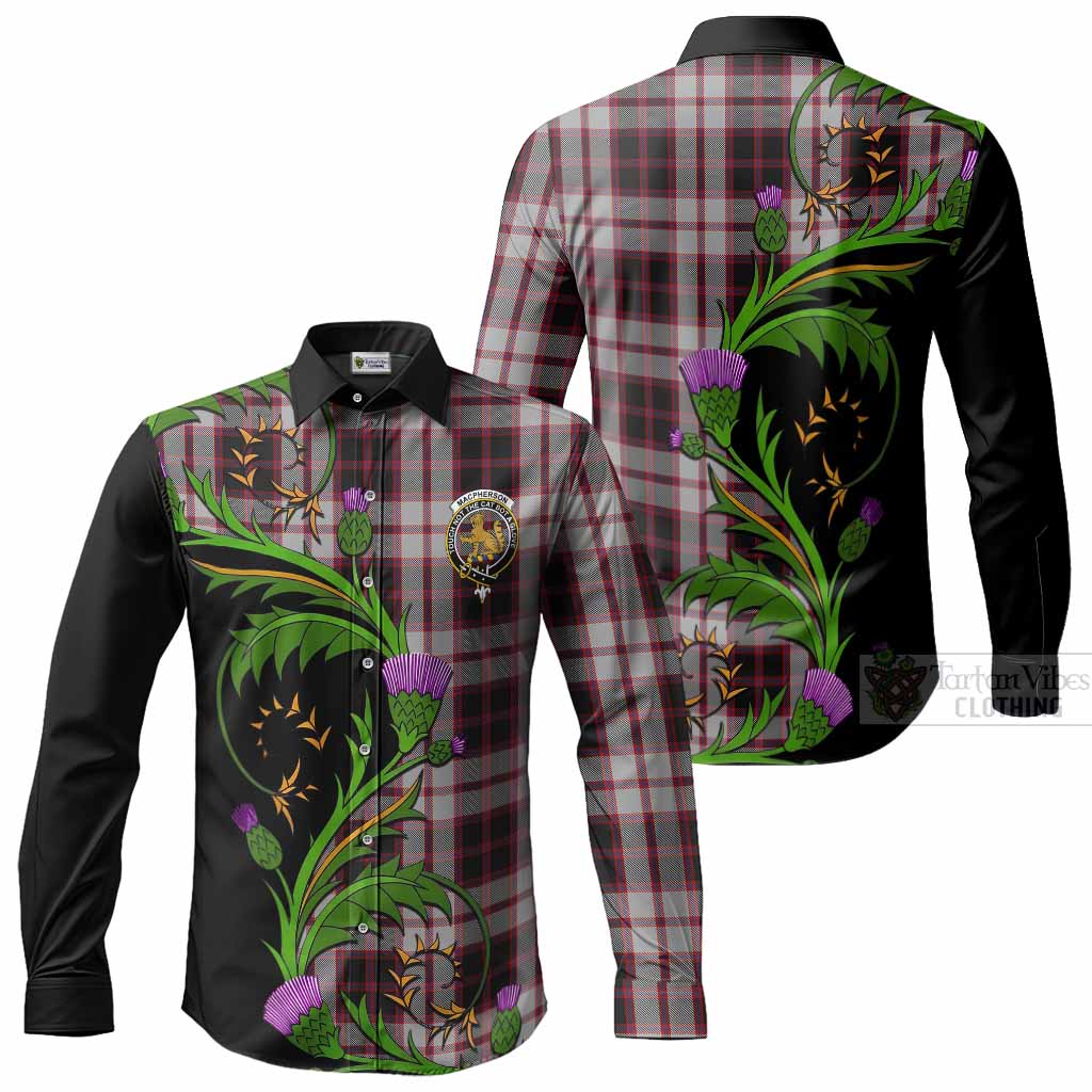 MacPherson (McPherson) Tartan Crest Long Sleeve Button Shirts Scottish Thistle Pride Heritage Art Men's Shirt - Tartan Vibes Clothing