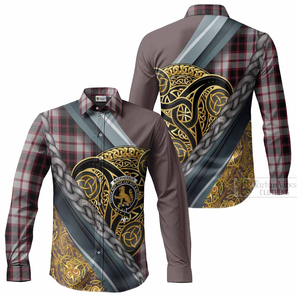 MacPherson (McPherson) Tartan Crest Long Sleeve Button Shirts Scottish Triskele Celtic