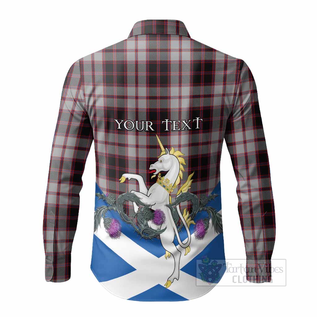 MacPherson (McPherson) Tartan Crest Long Sleeve Button Shirts Scottish Unicorn With Thistle