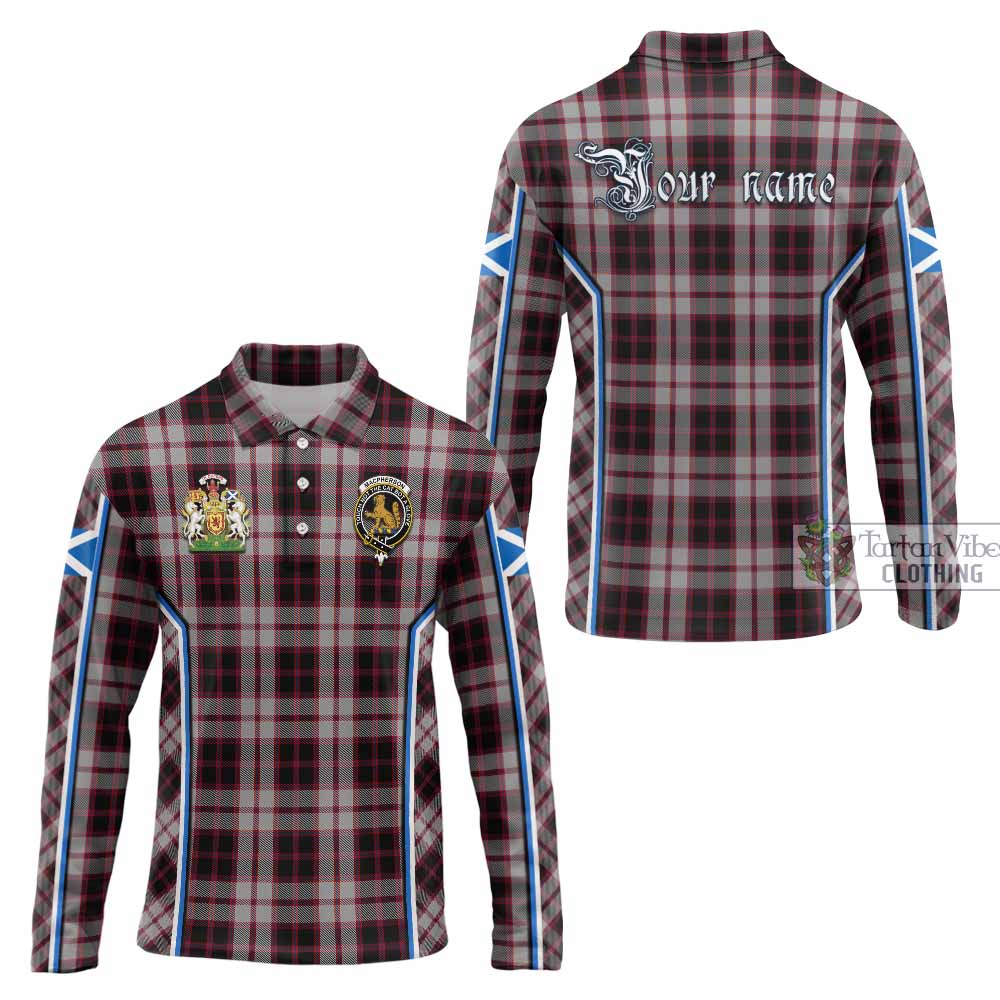 MacPherson (McPherson) Tartan Crest Long Sleeve Polo Shirt Scotland Coat of Arm Flag Style - Tartan Vibes Clothing