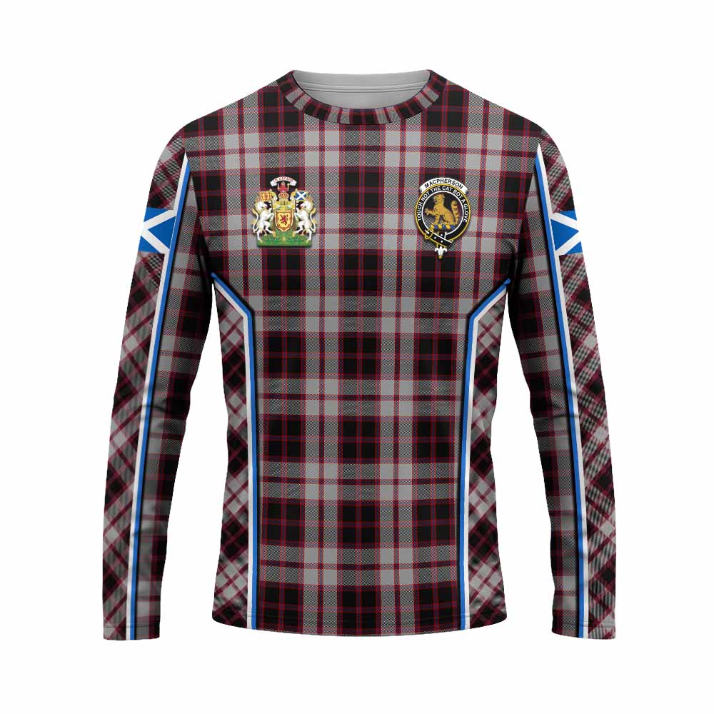 MacPherson (McPherson) Tartan Crest Long Sleeve T-Shirt Scotland Coat of Arm Flag Style - Tartan Vibes Clothing