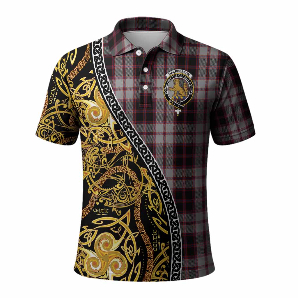 MacPherson (McPherson) Tartan Crest Polo Shirt Celtic Knot and Triple Trickle Spiral Symbols