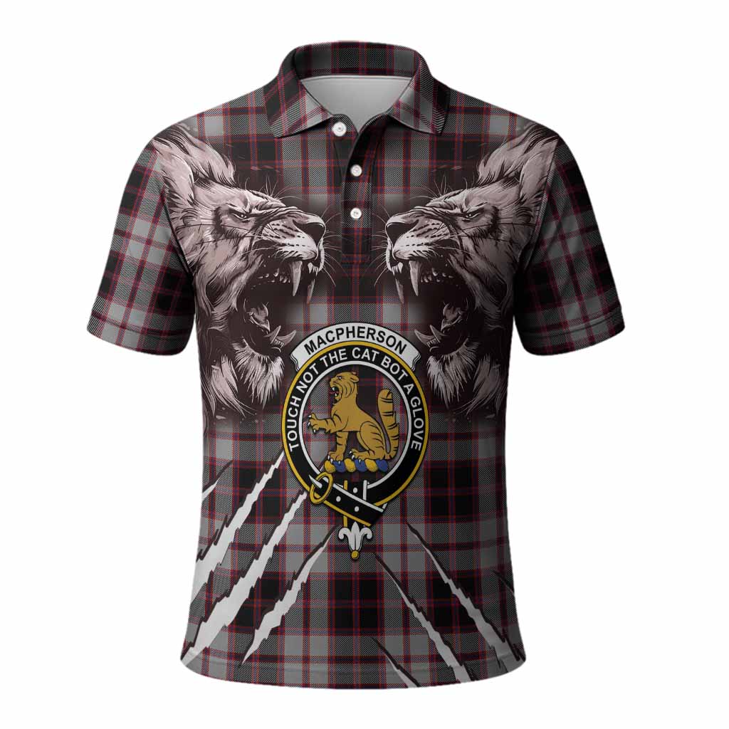 MacPherson (McPherson) Tartan Crest Polo Shirt Ferocious Lion Style