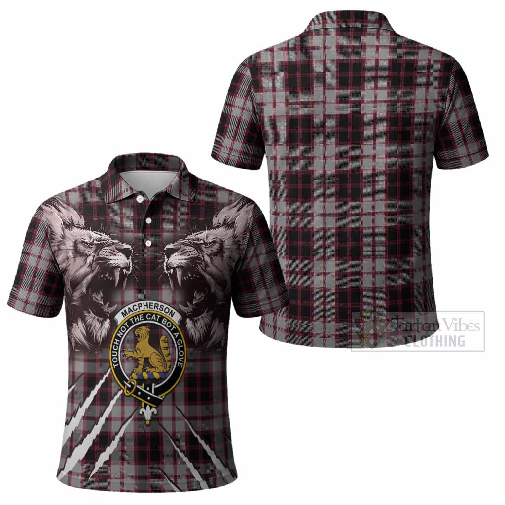 MacPherson (McPherson) Tartan Crest Polo Shirt Ferocious Lion Style