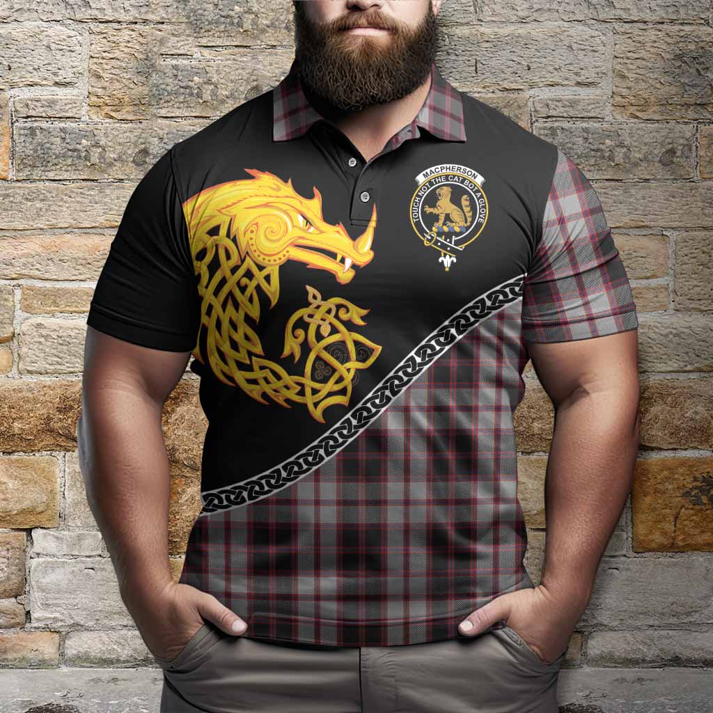MacPherson (McPherson) Tartan Crest Polo Shirt Legendary Dragon Knot Half Style
