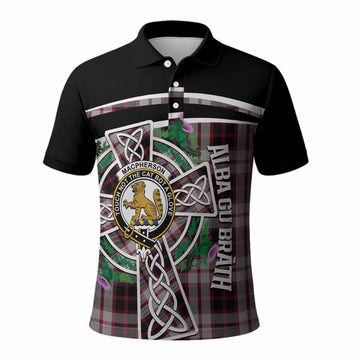 MacPherson (McPherson) Tartan Crest Polo Shirt Scottish Thistle Celtic Cross Alba Gu Brath