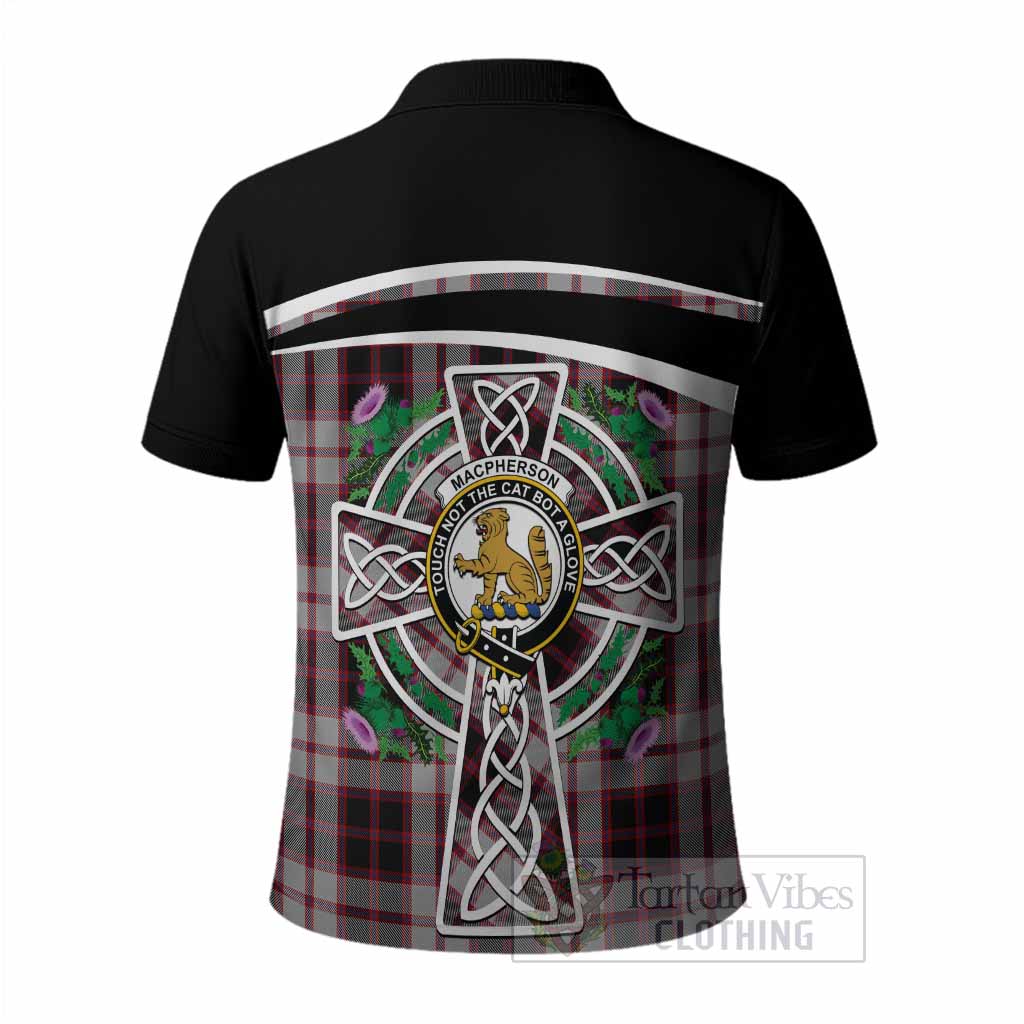MacPherson (McPherson) Tartan Crest Polo Shirt Scottish Thistle Celtic Cross Alba Gu Brath