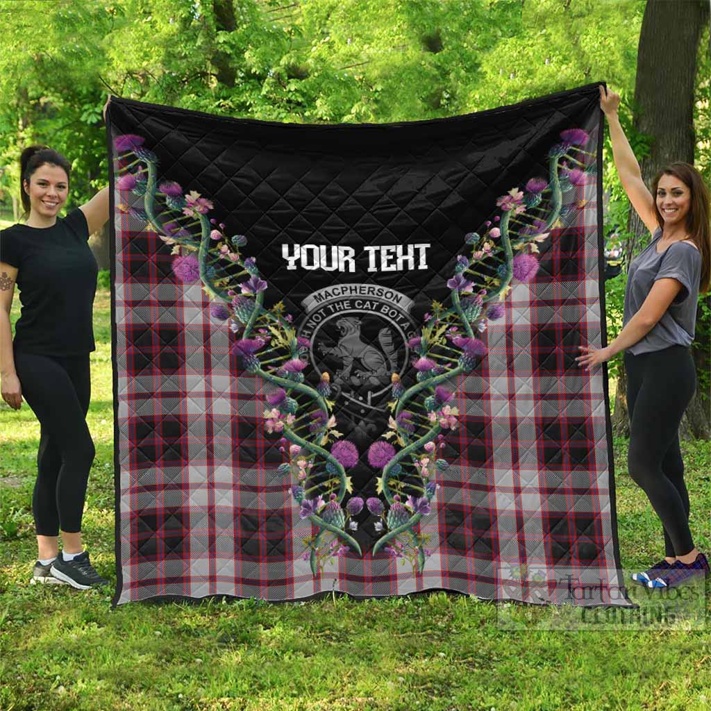 MacPherson (McPherson) Tartan Crest Premium Quilt Scottish Heritage Thistle DNA