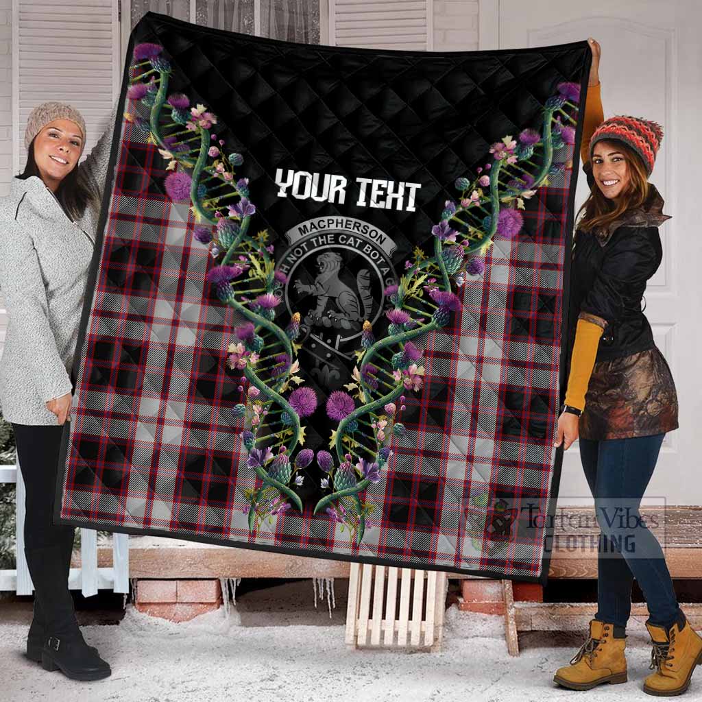MacPherson (McPherson) Tartan Crest Premium Quilt Scottish Heritage Thistle DNA
