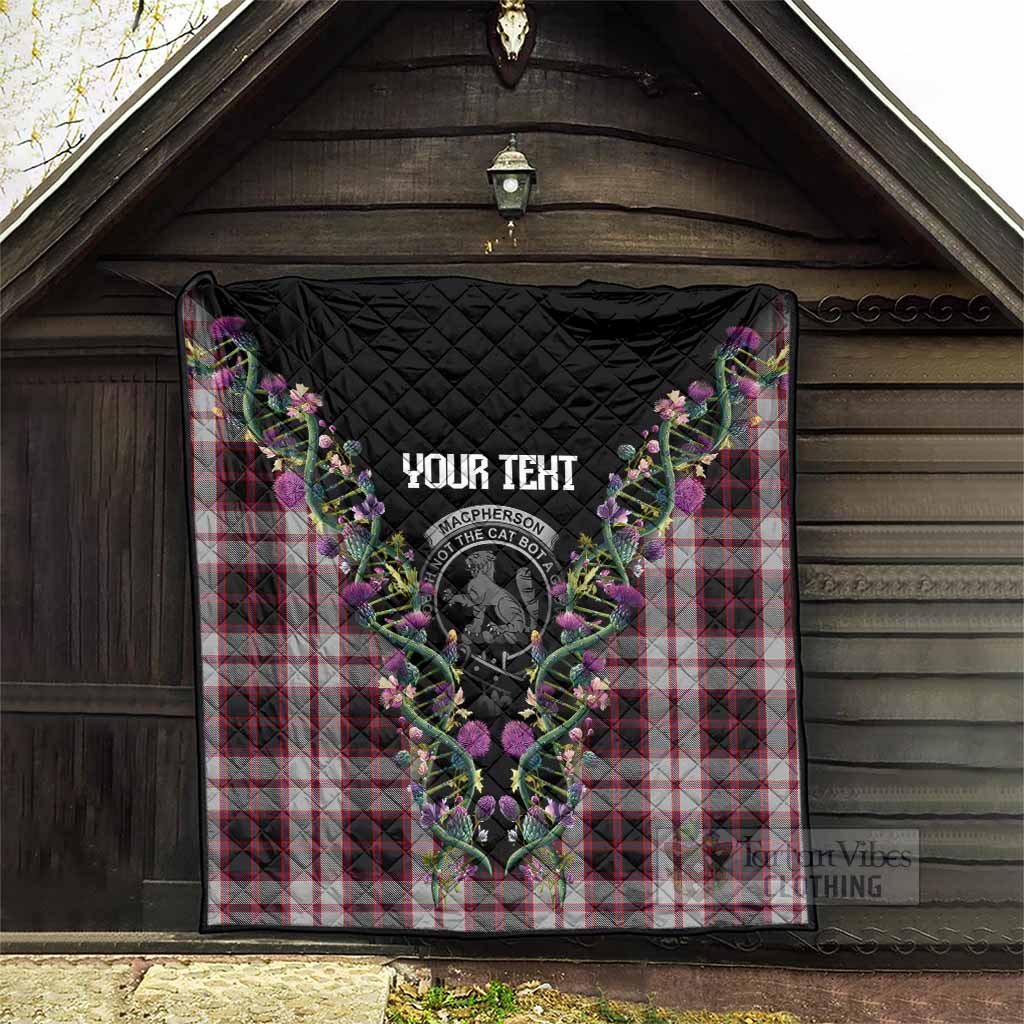 MacPherson (McPherson) Tartan Crest Premium Quilt Scottish Heritage Thistle DNA