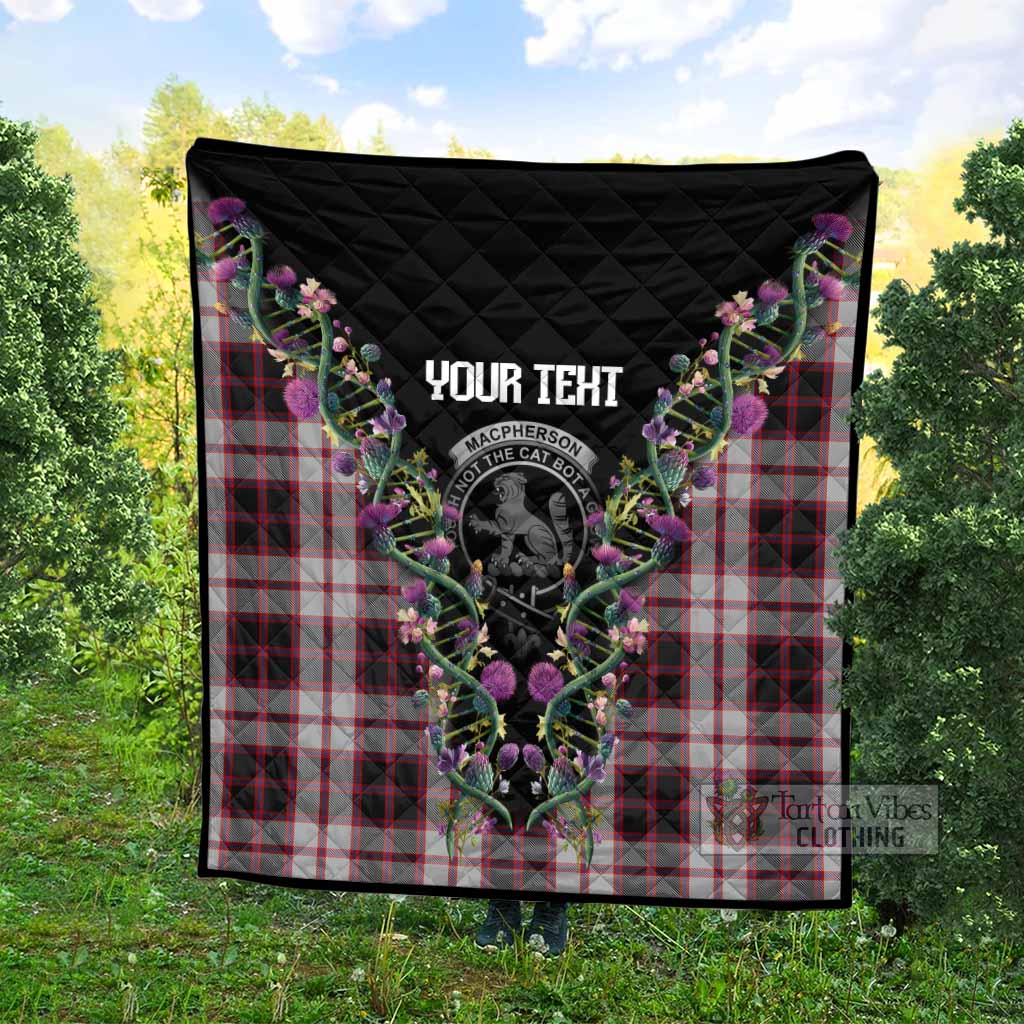 MacPherson (McPherson) Tartan Crest Premium Quilt Scottish Heritage Thistle DNA
