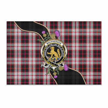 MacPherson (McPherson) Tartan Crest Rubber Doormat Scottish Thistle Spirit 60 × 90 cm (L) - Tartan Vibes Clothing