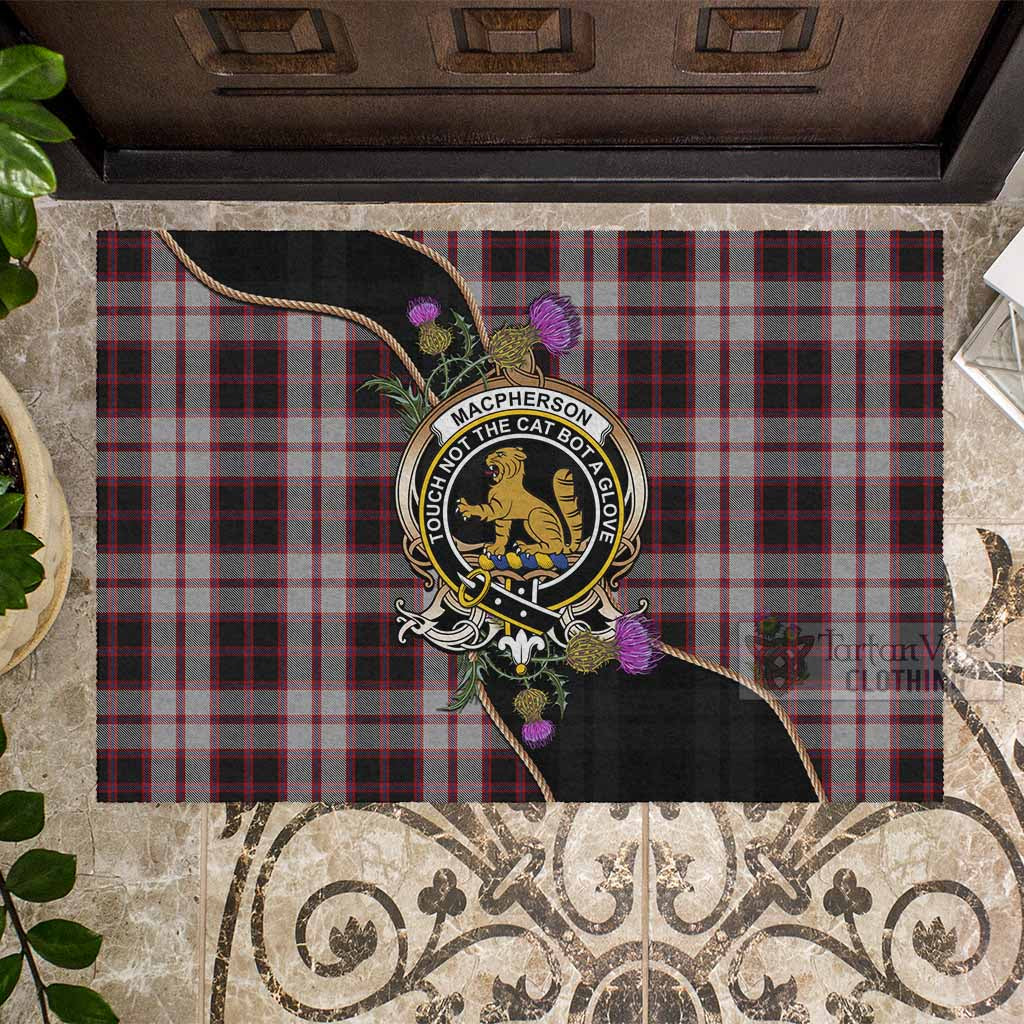 MacPherson (McPherson) Tartan Crest Rubber Doormat Scottish Thistle Spirit - Tartan Vibes Clothing