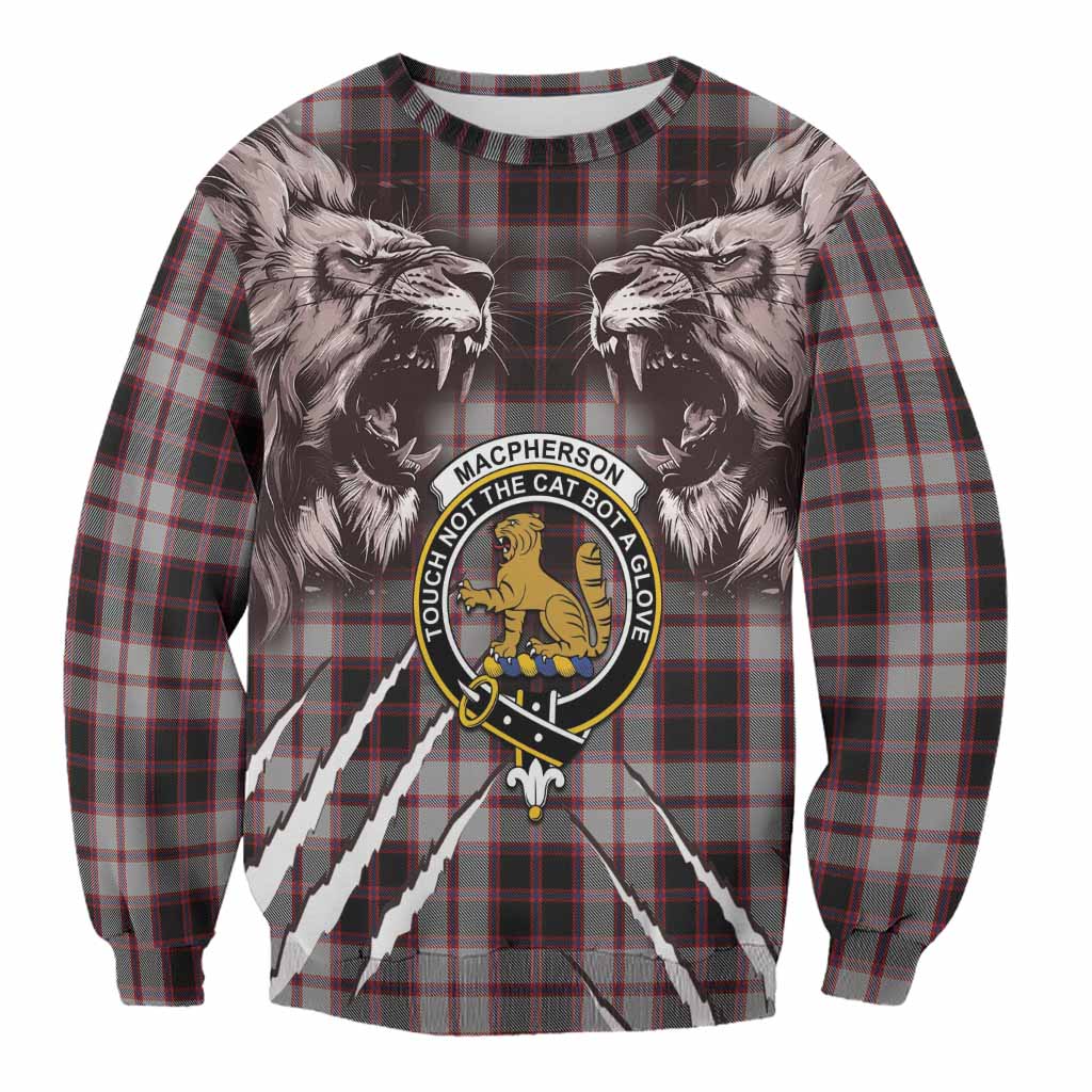 MacPherson (McPherson) Tartan Crest Sweatshirt Ferocious Lion Style