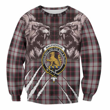 MacPherson (McPherson) Tartan Crest Sweatshirt Ferocious Lion Style