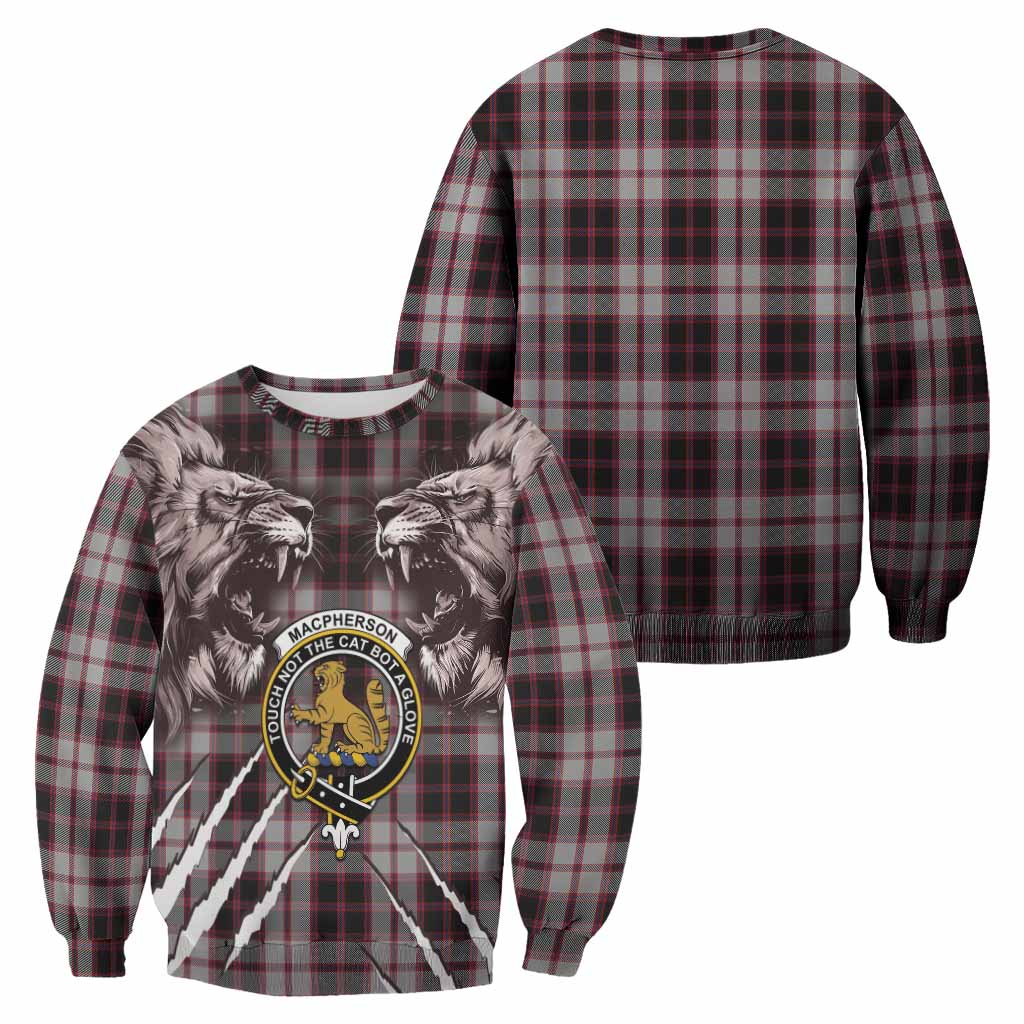 MacPherson (McPherson) Tartan Crest Sweatshirt Ferocious Lion Style
