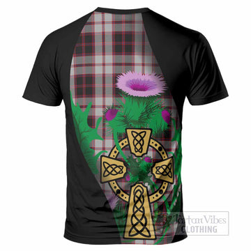 MacPherson (McPherson) Tartan Crest T-Shirt Celtic Cross Thistle Flowers
