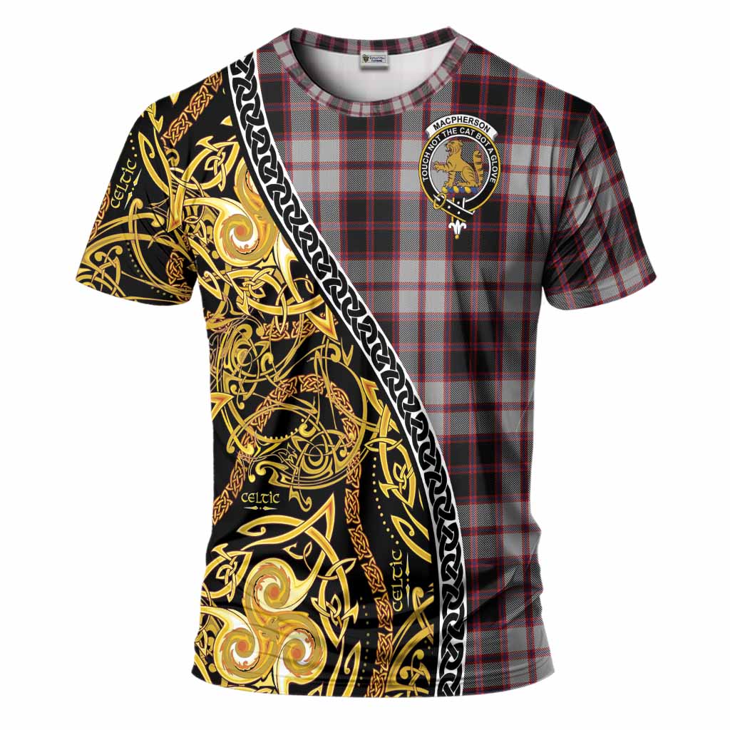 MacPherson (McPherson) Tartan Crest T-Shirt Celtic Knot and Triple Trickle Spiral Symbols
