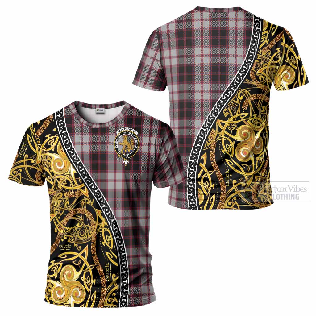 MacPherson (McPherson) Tartan Crest T-Shirt Celtic Knot and Triple Trickle Spiral Symbols