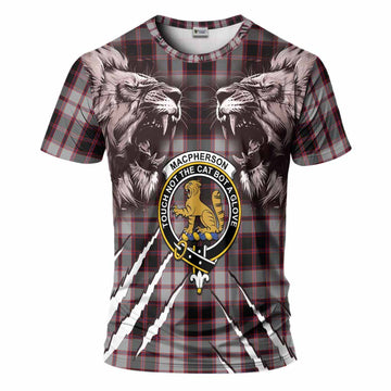 MacPherson (McPherson) Tartan Crest T-Shirt Ferocious Lion Style