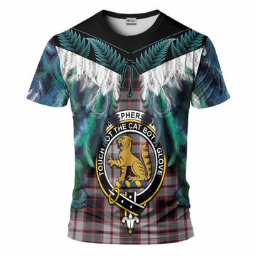 MacPherson (McPherson) Tartan Crest T-Shirt New Zealand Maori Korowai Cloak