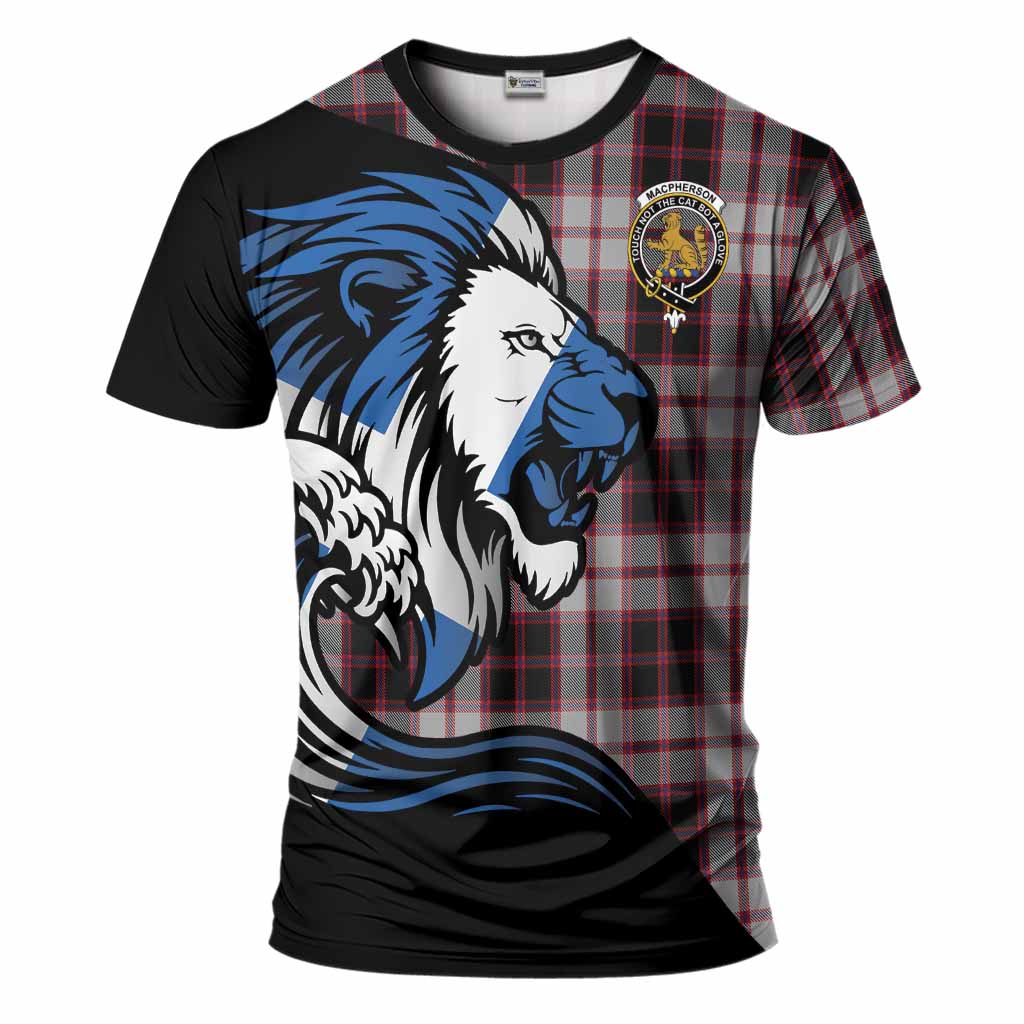 MacPherson (McPherson) Tartan Crest T-Shirt Scottish Golden Lions Wave Flow