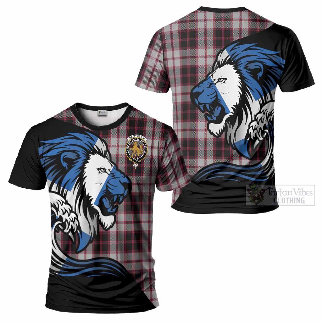 MacPherson (McPherson) Tartan Crest T-Shirt Scottish Golden Lions Wave Flow