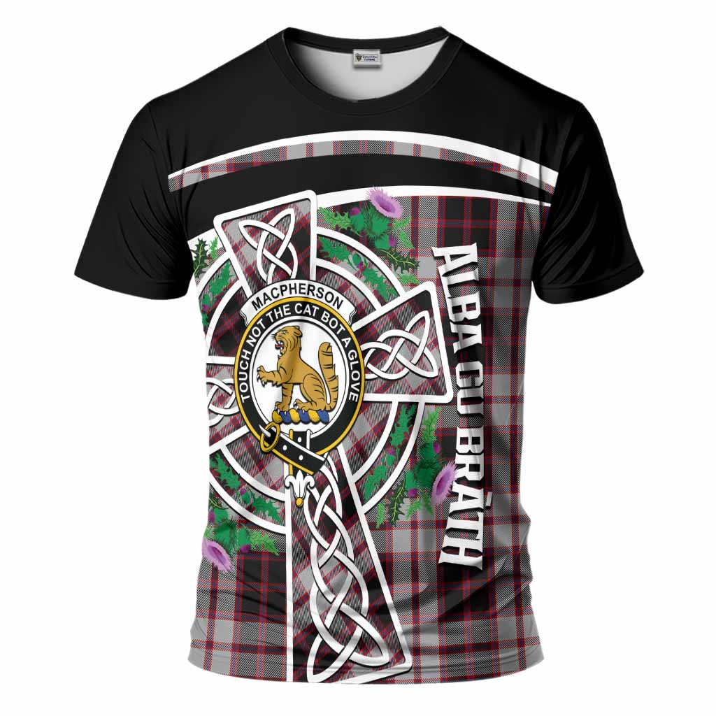 MacPherson (McPherson) Tartan Crest T-Shirt Scottish Thistle Celtic Cross Alba Gu Brath