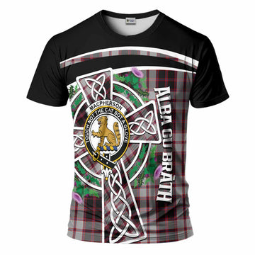 MacPherson (McPherson) Tartan Crest T-Shirt Scottish Thistle Celtic Cross Alba Gu Brath