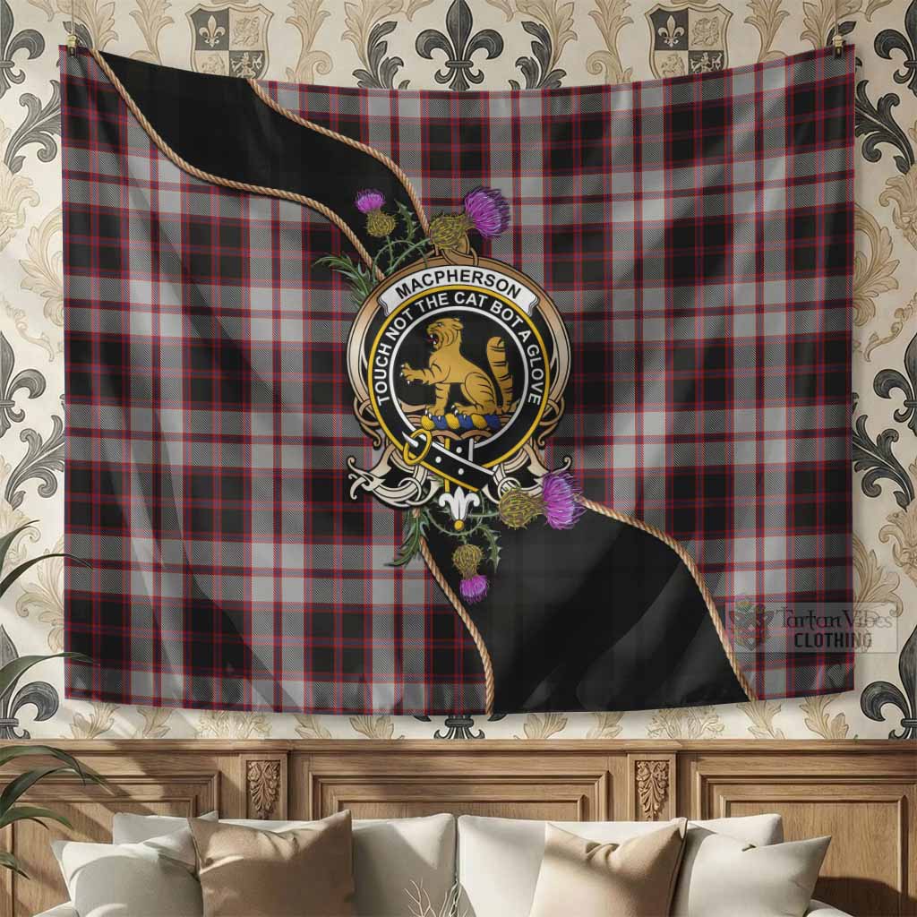 MacPherson (McPherson) Tartan Crest Tapestry Scottish Thistle Spirit 39 × 59 in (100 × 150 cm) - Tartan Vibes Clothing