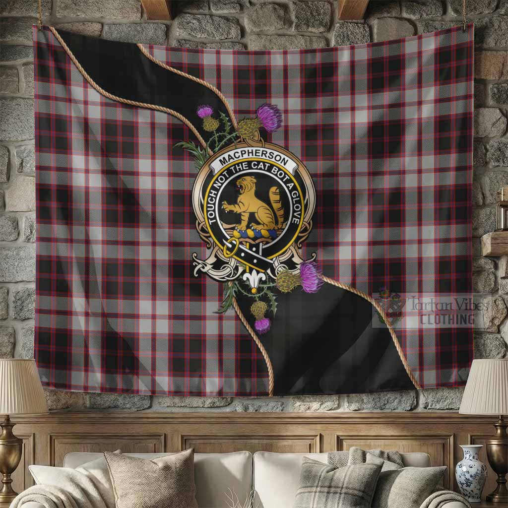 MacPherson (McPherson) Tartan Crest Tapestry Scottish Thistle Spirit 71 × 118 in (180 × 300 cm) - Tartan Vibes Clothing