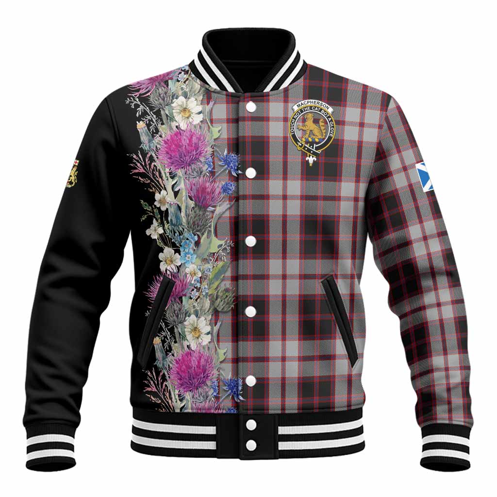 MacPherson (McPherson) Tartan Crest Thistle Floral Baseball Jacket Unisex - Tartan Vibes Clothing