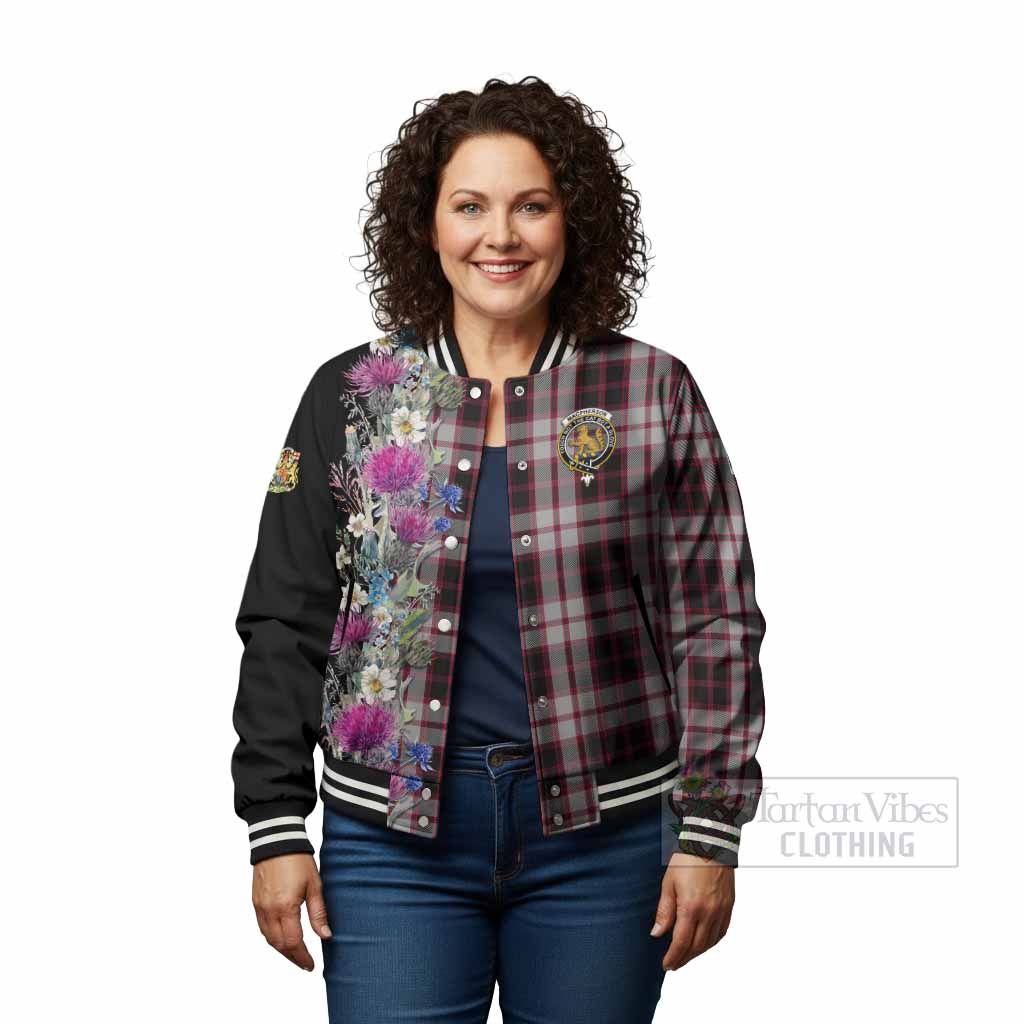 MacPherson (McPherson) Tartan Crest Thistle Floral Baseball Jacket - Tartan Vibes Clothing