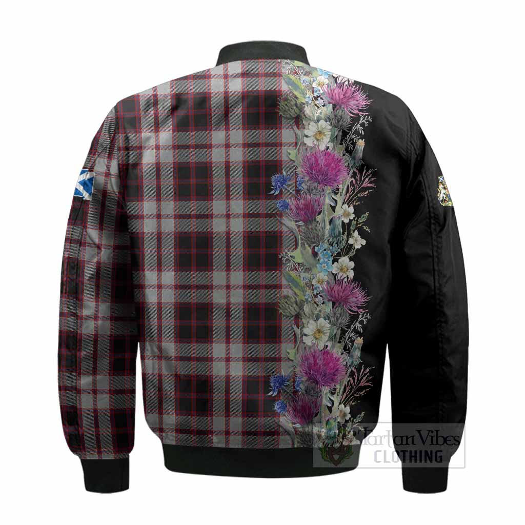 MacPherson (McPherson) Tartan Crest Thistle Floral Bomber Jacket - Tartan Vibes Clothing